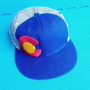 Aksels Colorado Limited Royal Blue Snapback Trucker Cap Hat Red C‎ Logo
